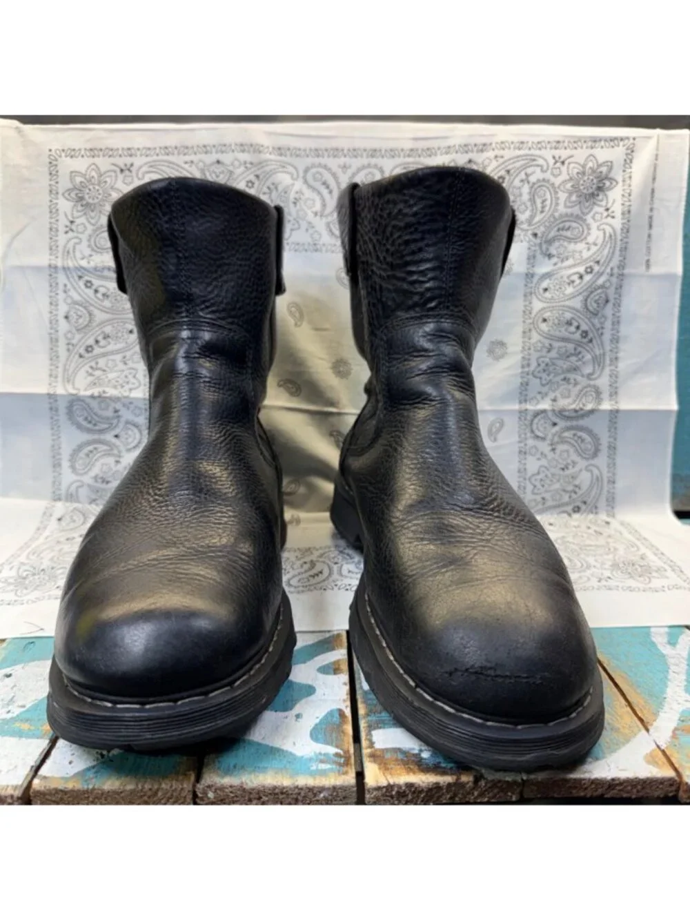 VTG Dr Martens Indiana Men's Size 11 Black Leather Pull On Biker Boots